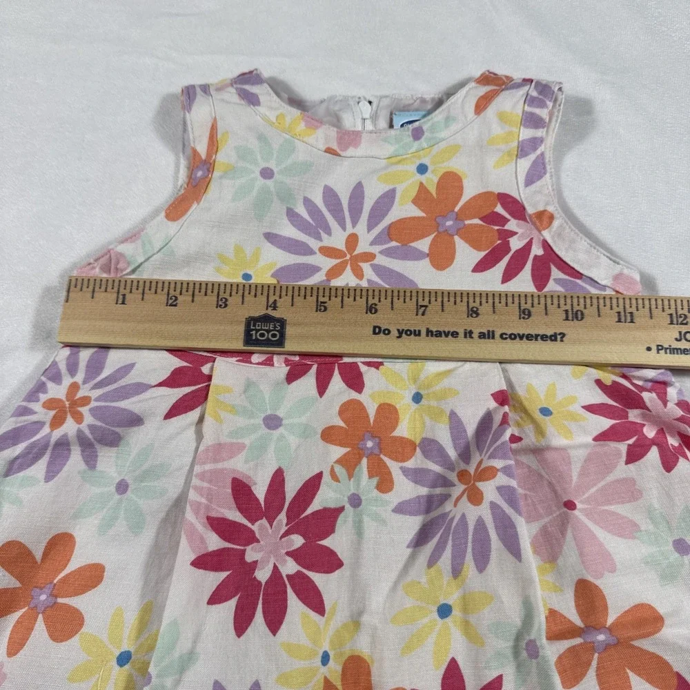 OLD NAVY Girls 2T Dress Sleeveless Linen Blend Colorful Floral Pink Purple Multi